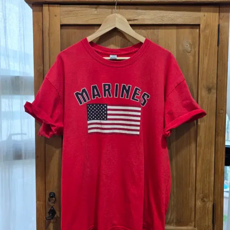 [L~XL] 아메리칸 클래식, MARINES 성조기 오버핏 티셔츠
