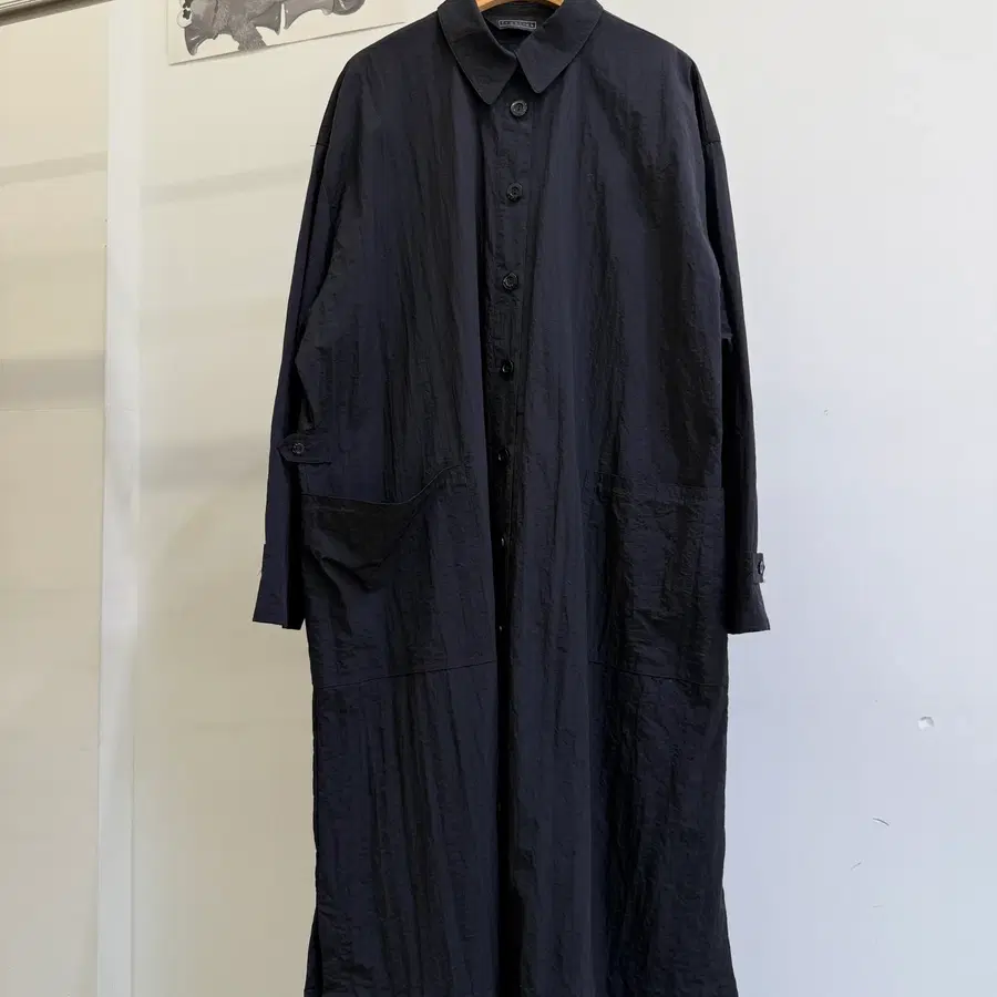 JAPANESE BRAND 블랙 나일론 롱코트