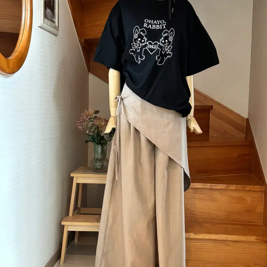 블랙 오하요 토끼 반팔티