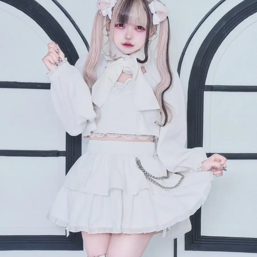 <Nyan me>흰색 셋업 양지뢰코어 양산형