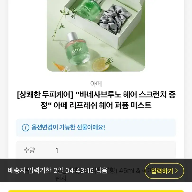 아떼 리프레쉬 헤어 퍼퓸 미스트 45ml