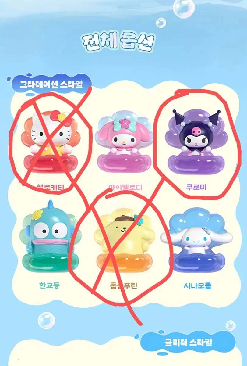 산리오 진주 조개 피규어 시리즈