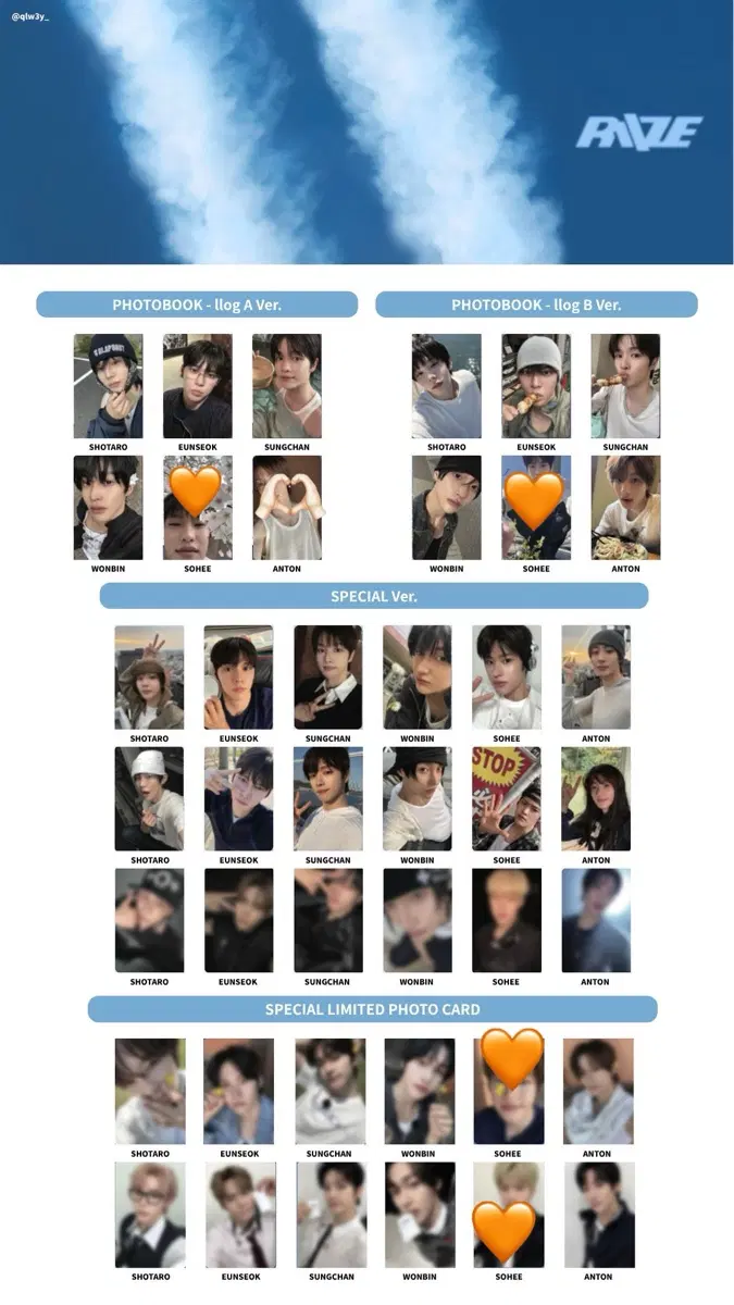 RIIZE 미니 2집 포토북 llog A ver. 앤톤 -> 소희 포카 교환