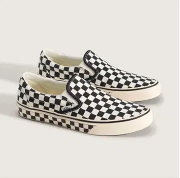 VANS 슬립온 사이드 테이프 체커 화이트 블랙 29cm