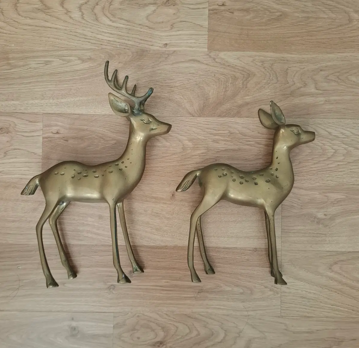 황동 사슴 암수 2개 (높이 수29cm,암24cm)