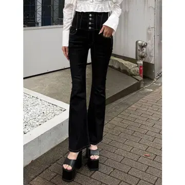 EMODA 에모다 슈퍼 하이웨스트 플레어 팬츠 블랙 XS