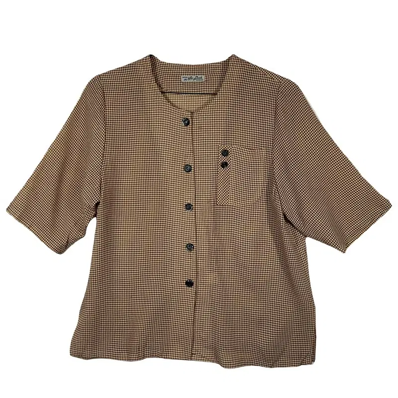 NEW LOOK 브라운 체크 블라우스 빈티지 데일리룩 [FREE SIZE] 폴리에스터 100%