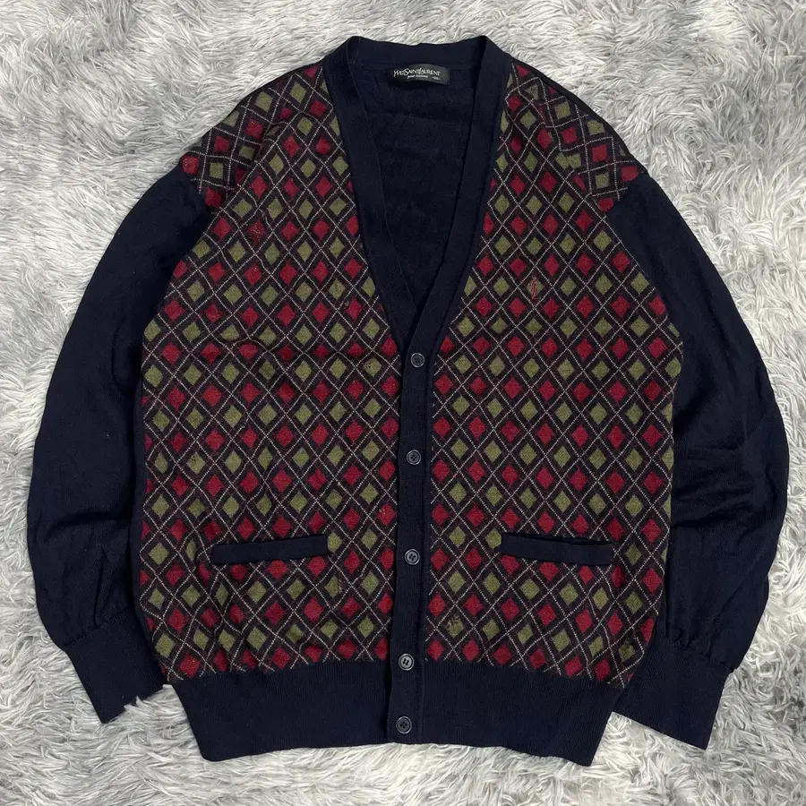 80-90s YSL 입생로랑 아카이브 다이아몬드 패턴 가디건 5474