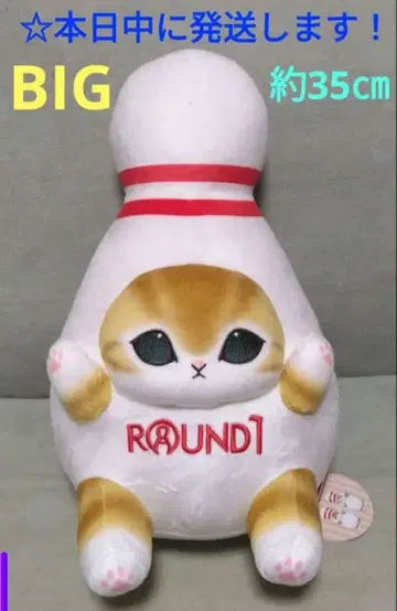 mofusand BIG 봉제 인형 ROUND1 콜라보ver [ 브라운 태비 핑 ]