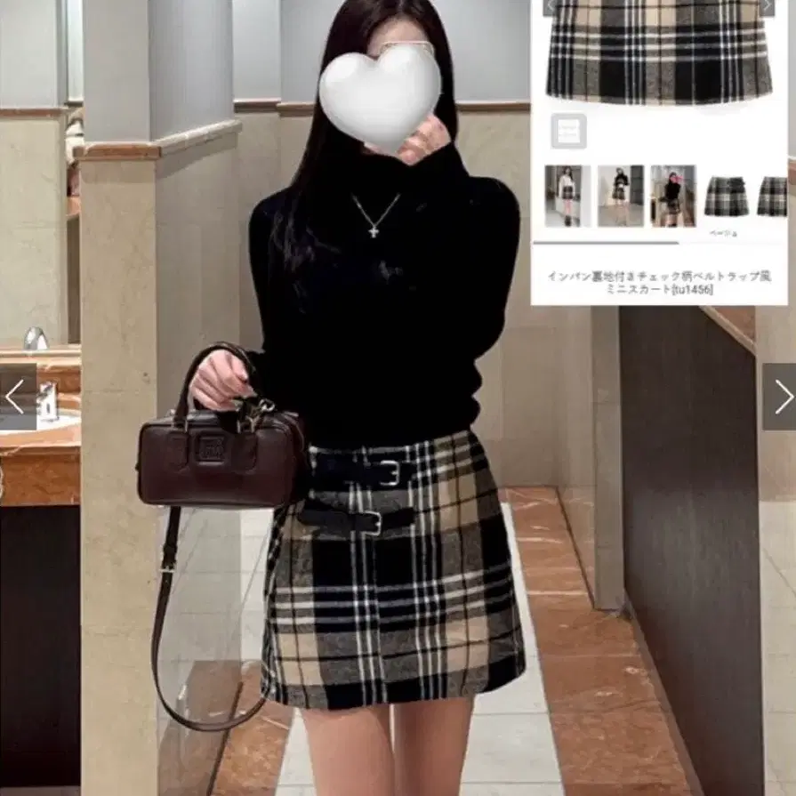 grl그레일 체크 벨트 미니 스커트 일녀