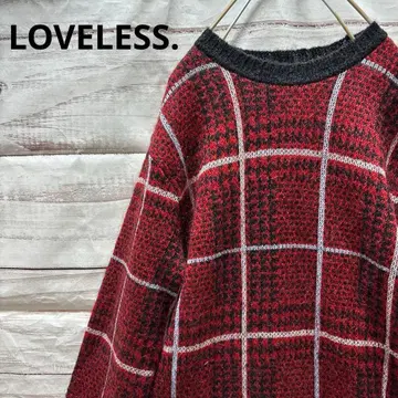 LOVELESS. 체크 무늬 모헤어 혼방 스웨터 니트 스웨터 빨간색 블랙