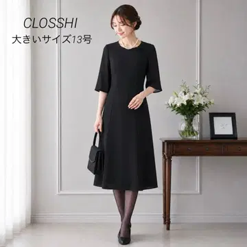 CLOSSHI 여름용 예복 상복 블랙 포멀 원피스 13호 사이즈