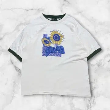 90s 해바라기 아트 T셔츠 USA제 구제 의류 싱글 스티치 해바라기