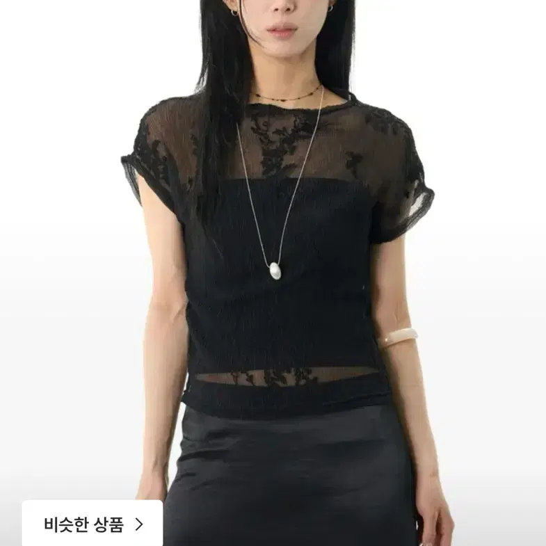 릿킴 플로럴 시스루 블라우스 블랙