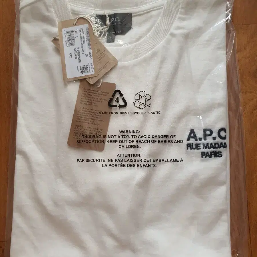 A.P.C. 반팔 티셔츠 화이트L