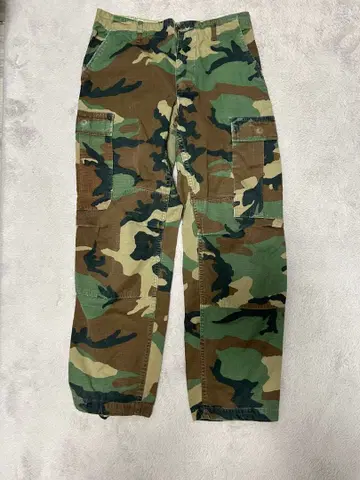 80s 미군 실물 1986년제 BDU 카고 팬츠 우드랜드 카모 코튼 100