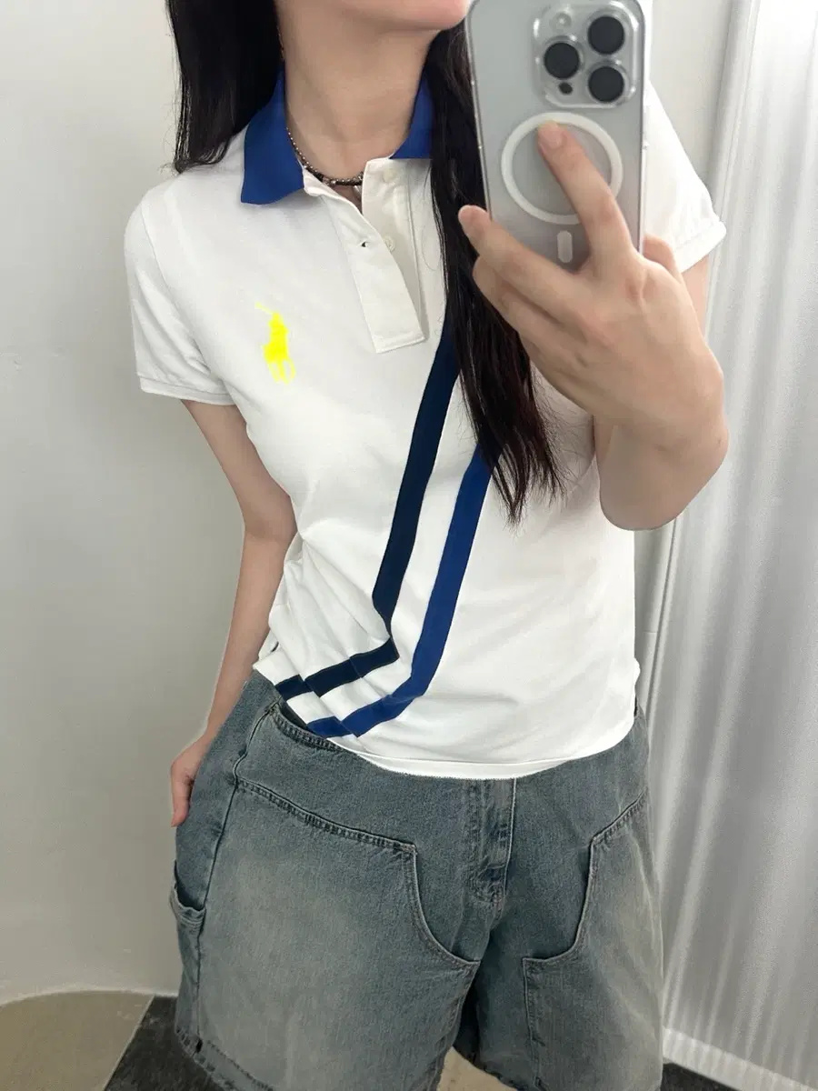 랄프로렌 골프 배색 빅포니 카라 티셔츠