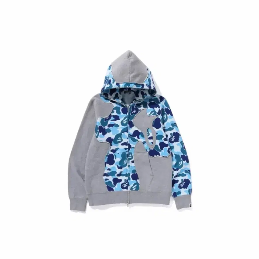 Bape abc 카모 패치워크 풀 후드집업 블루