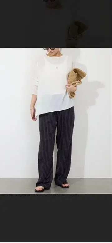 SLOBE IENA 피브릴 스트라이프 릴랙스 팬츠 38 26ss