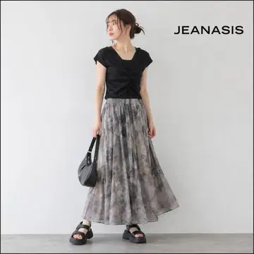 JEANASIS 뉴앙스 프린트 플레어 스커트