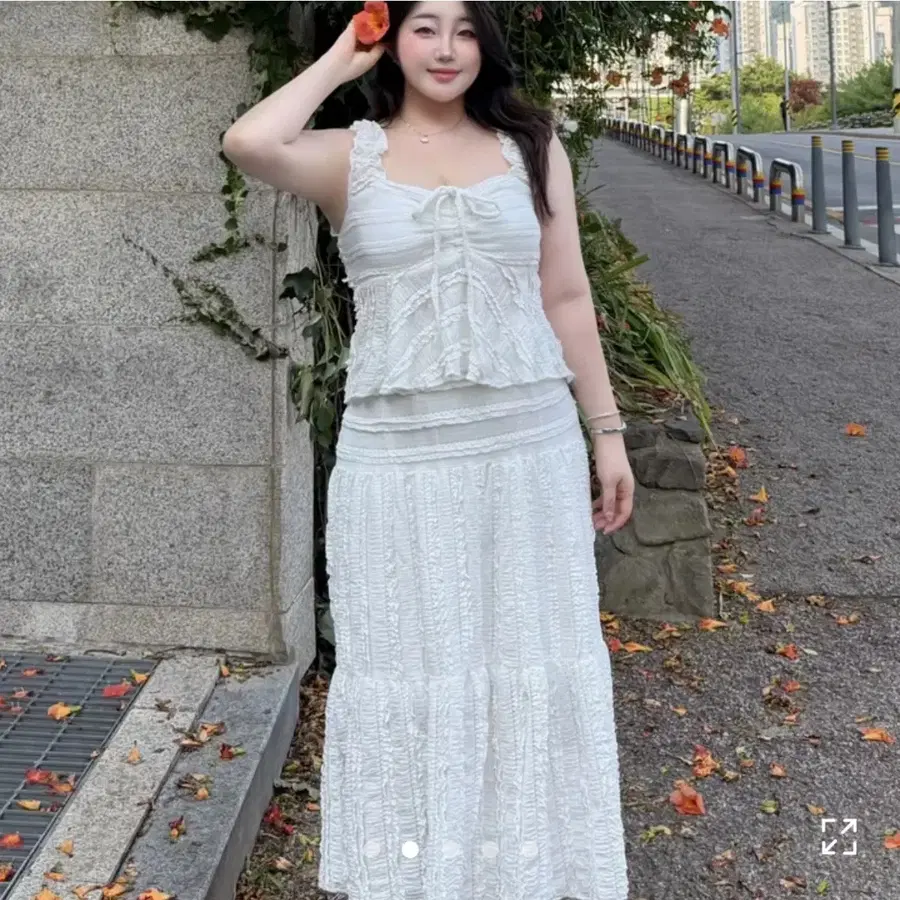 에이블리 화이트 레이스 투피스 세트
