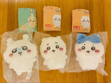치이카와(먼작귀) 앉아 봉제 인형 하치와레 모몽가 가챠가챠 3종 세트