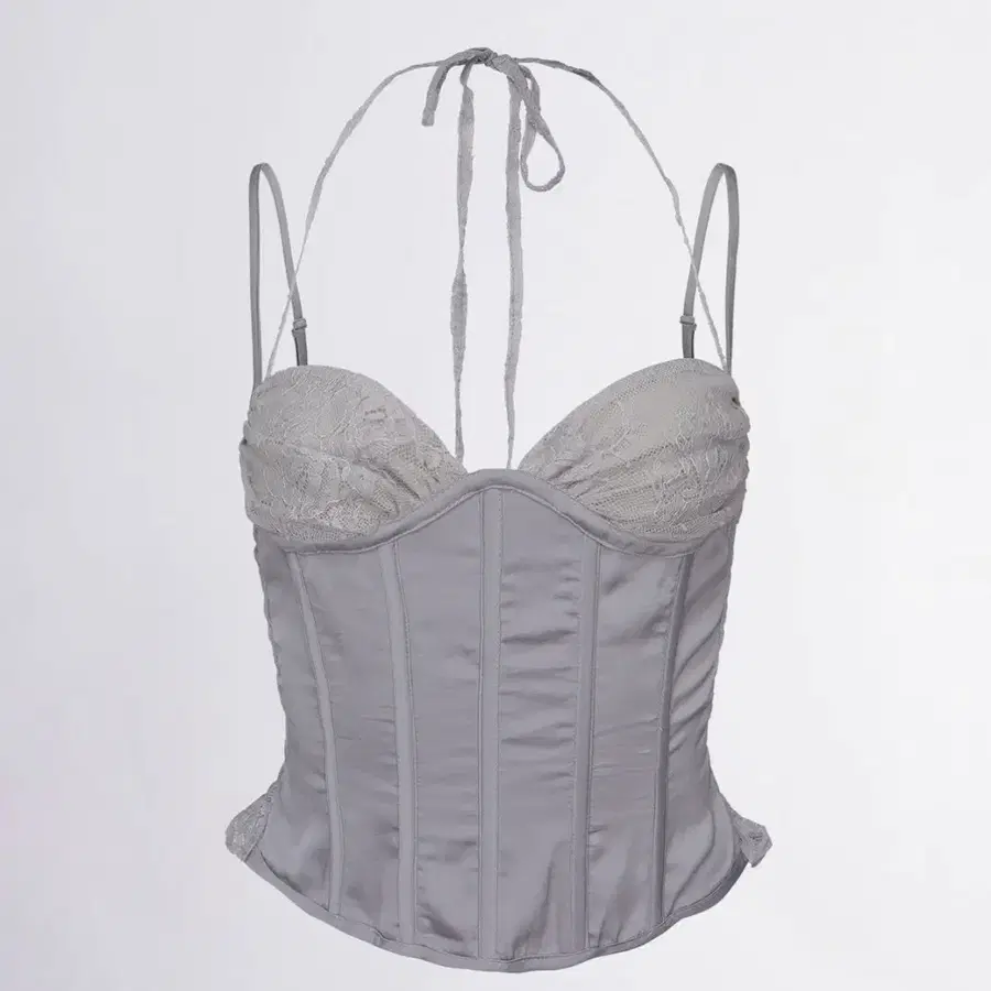 스컬프터 90s Glossy Corset Top Gray