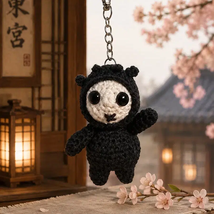 동궁 꺼먹살이 뜨개 인형 키링