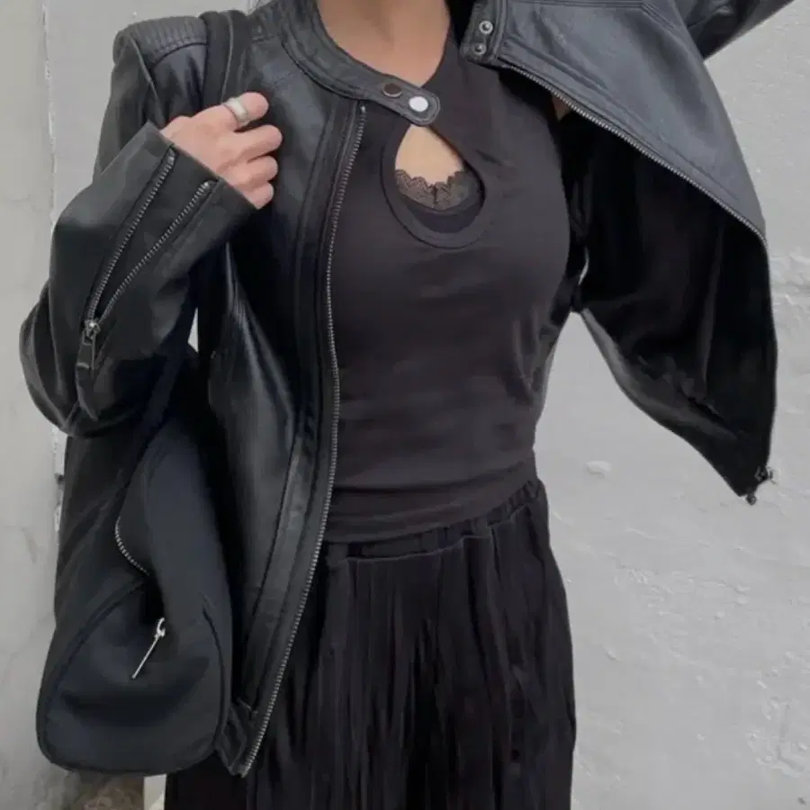 Leather rider jacket