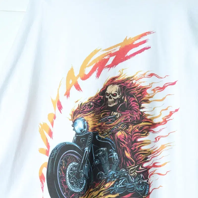(3XL-4XL) 길단 반팔 티셔츠 자체제작 굿즈 불꽃-H36388