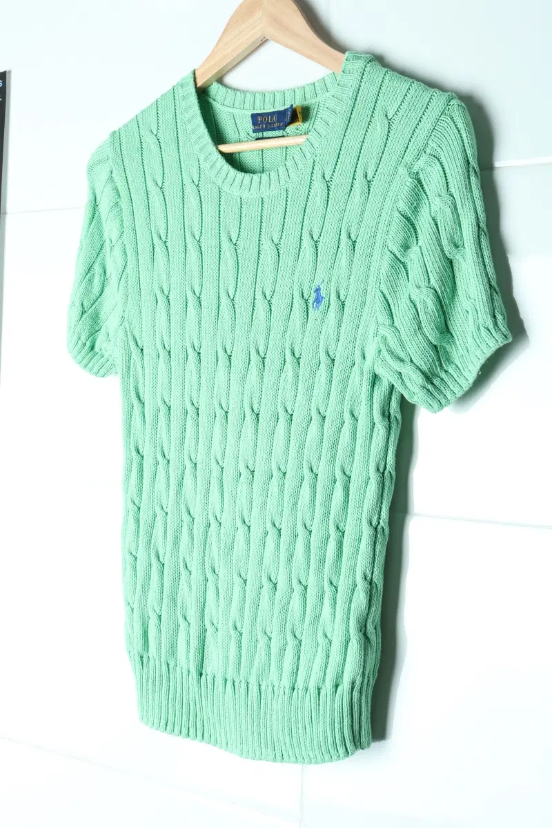 W(L) 폴로 랄프로렌 반팔 티셔츠 꽈배기 케이블 메론맛-H36389