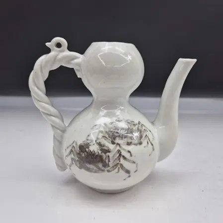 분청철화 게그림 도자기주전자/