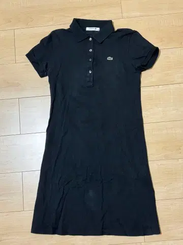 LACOSTE 피케 셔츠 미니 원피스 블랙 36
