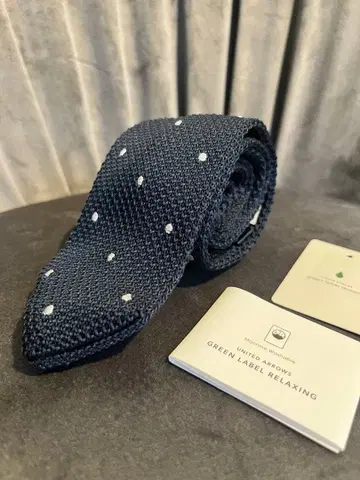 [미사용] UNITED ARROWS 니트 타이 도트 무늬 네이비