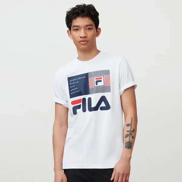 [새상품] 휠라 티셔츠 M사이즈 CELSO GRAPHIC TEE-WHITE
