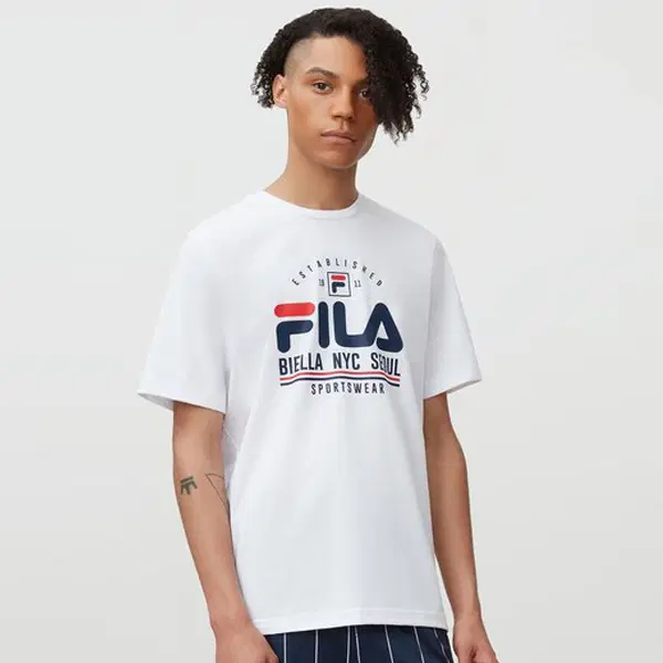 [새상품] 휠라 티셔츠 L사이즈 ERICO GRAPHIC TEE-WHITE