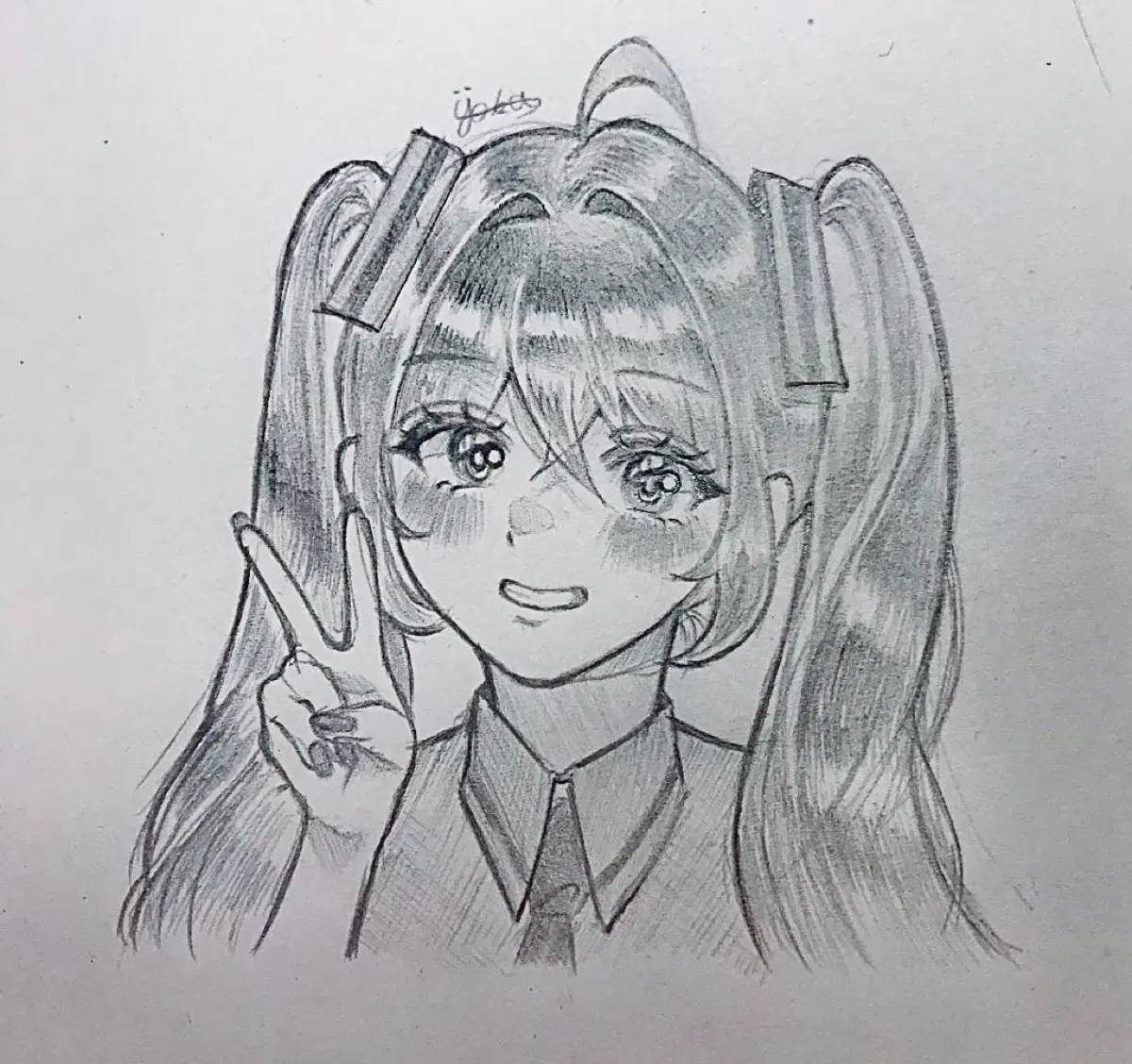 반짝반짝한 손그림 커미션(흉상)