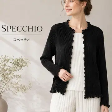 79 새상품급 빅 사이즈 specchio 스페치오 플리츠 가디건