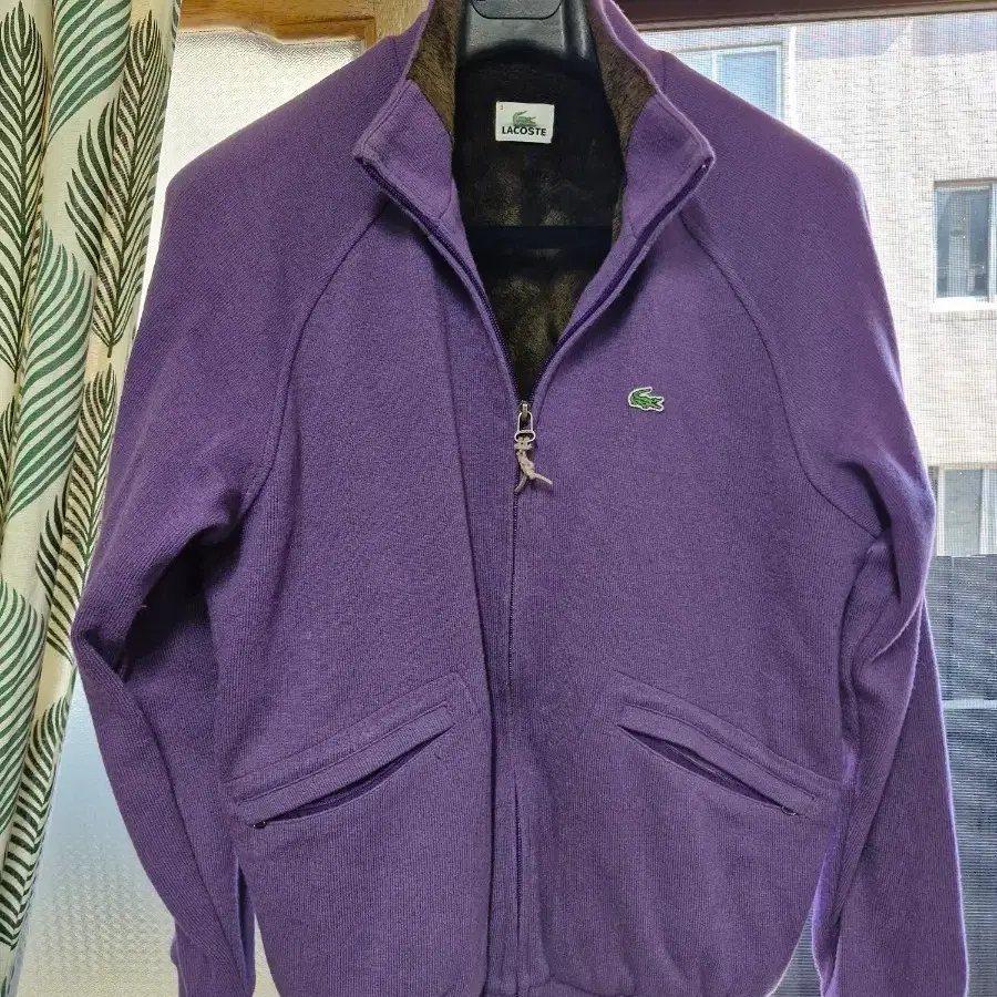 라코스테  울 wool 집업 자켓 퍼플