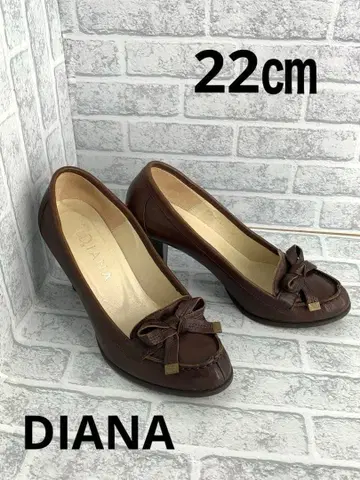 DIANA 펌프스 브라운 리본 22cm