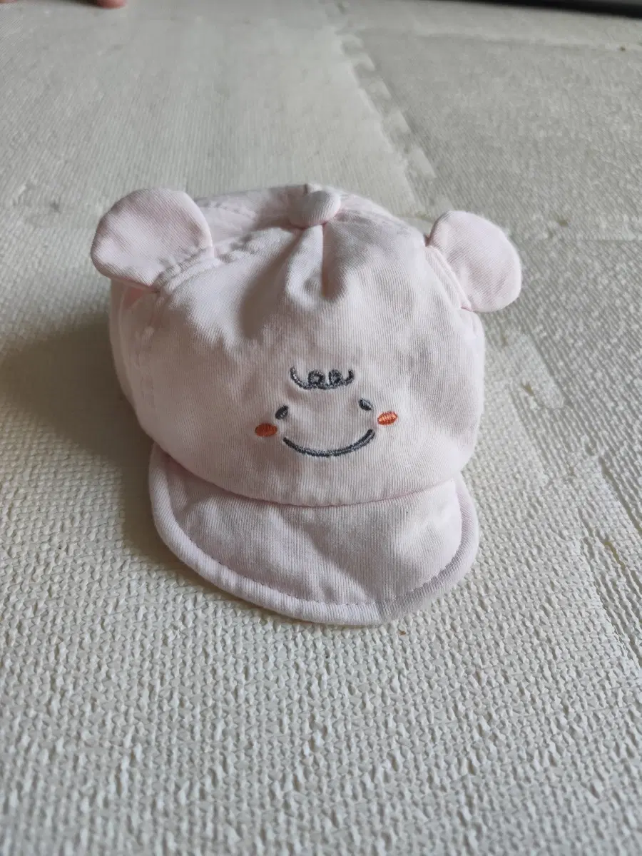 아기 곰돌이 귀 모양 캡 모자 핑크