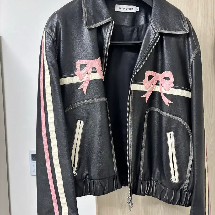 Diddi moda 리본 레더 자켓