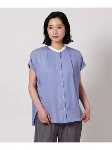 [ 즉시 구매 OK! ] 백 플리츠 반팔 블라우스 블루