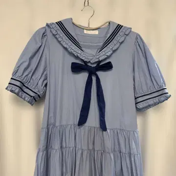 핑크하우스 세일러 카라 원피스 블루 그레이