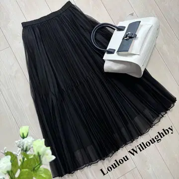 새상품급 LouLou Willoughby 플리츠 롱 스커트 블랙