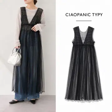 CIAOPANIC TYPY 2WAY 튤 셔링 원피스 블랙
