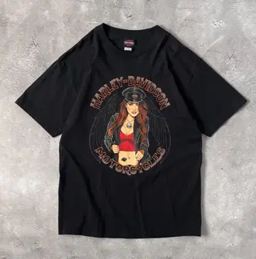 HARLEY-DAVIDSON 양면 T셔츠 핀업걸 나이아가라 폭포