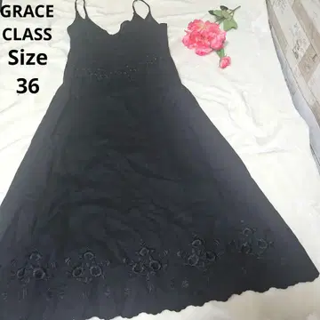 [ 인기 GRACE CLASS ] 블랙 꽃무늬 자수 원피스 사이즈 36
