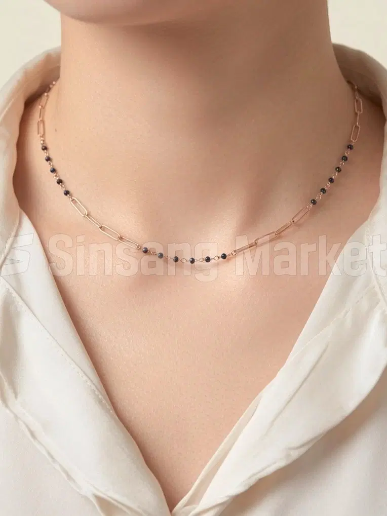 [빠른발송] 6494 14k 스피넬 어벤츄린 진주 목걸이 2mm 진주는3