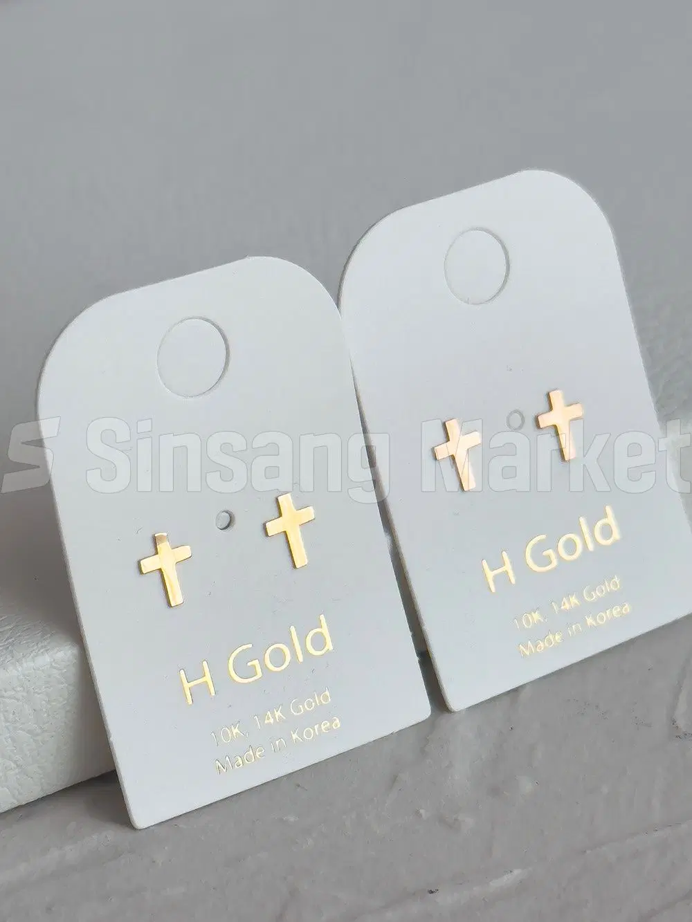 [빠른발송] 14k 기본 납작 십자가 귀걸이